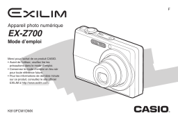 Casio EX-Z700 (Pour les clients européens) Manuel utilisateur