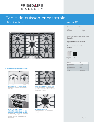 Frigidaire FGGC3645QS Manuel utilisateur | Fixfr