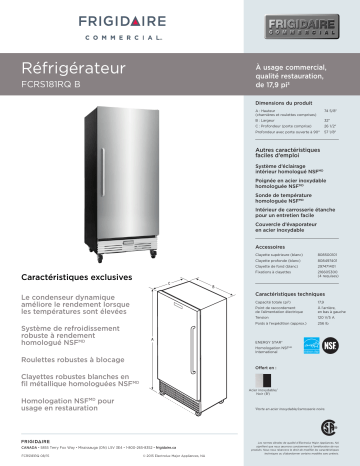 Frigidaire FCRS181RQB Manuel utilisateur | Fixfr