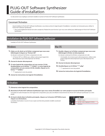 SYSTEM-100 PLUG-OUT | SH-2 PLUG-OUT | Mode d'emploi | Roland PROMARS PLUG-OUT Synthétiseur logiciel Manuel utilisateur | Fixfr