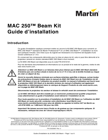 MAC 250 Beam | Mode d'emploi | Martin MAC 250 Wash Manuel utilisateur | Fixfr