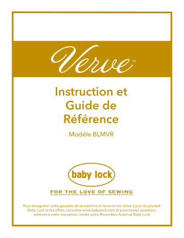 Mode d'emploi | Baby Lock Verve Sewing Machine Manuel utilisateur | Fixfr