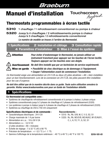 Mode d'emploi | Robertshaw Braeburn 5310 5320 Thermostat Manuel utilisateur | Fixfr