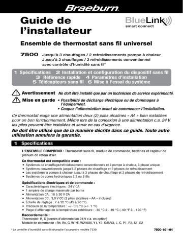 Mode d'emploi | Robertshaw Braeburn 7500 Thermostat KIt Manuel utilisateur | Fixfr