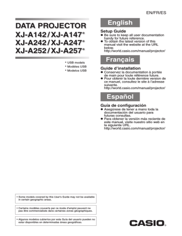 XJ-A142, XJ-A147, XJ-A242, XJ-A247, XJ-A252, XJ-A257 | Guide d'installation | Casio XJ-A142 Manuel utilisateur | Fixfr