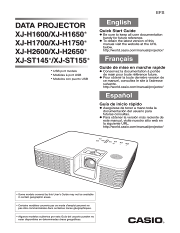 Casio XJ-H2600, XJ-H2650 Manuel utilisateur | Fixfr