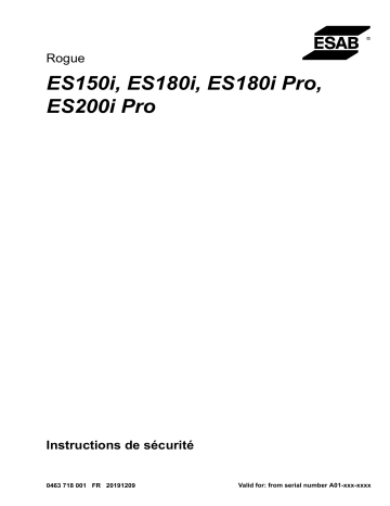 Rogue ES150i | ES180i | ES180i Pro | ESAB ES200i Pro Manuel utilisateur | Fixfr