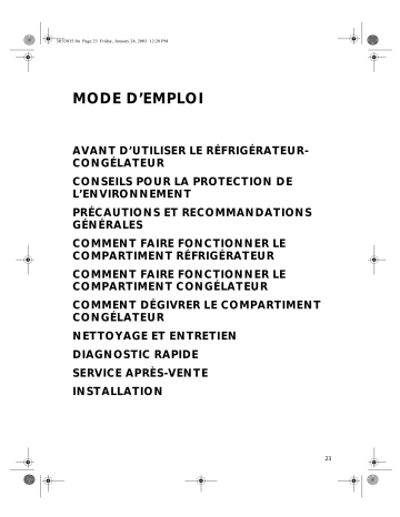 ARC 5520 | KGA 3101/1 | KGA 3001 | KGA 3101 | Mode d'emploi | Whirlpool SC 190 Manuel utilisateur | Fixfr