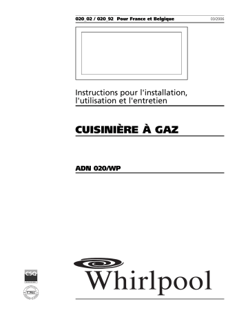 Mode d'emploi | Whirlpool ADN 020 Manuel utilisateur | Fixfr