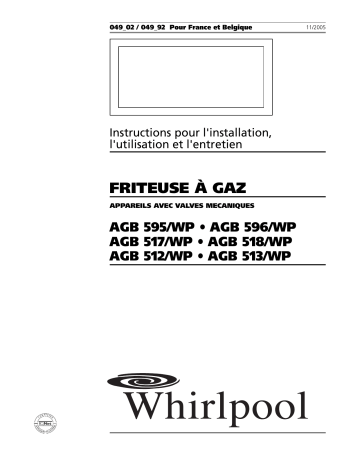 AGB 595/WP | AGB 596/WP | AGB 518/WP | Mode d'emploi | Whirlpool AGB 517/WP Manuel utilisateur | Fixfr