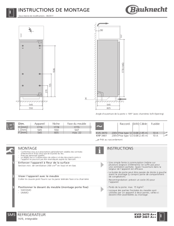 KRIP 3461 A++ | Whirlpool KVIS 3470 A++ Guide d'installation | Fixfr