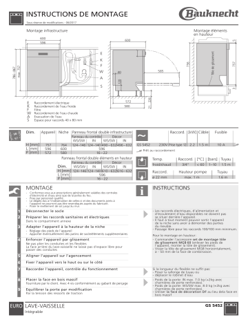 GS 5452 WS | GS 5452 SW | Whirlpool GS 5452 IN Guide d'installation | Fixfr