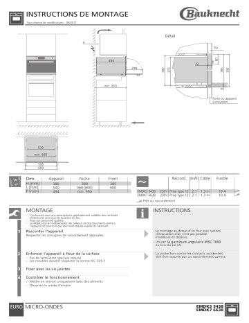 Whirlpool EMDK7 6638 PT Guide d'installation | Fixfr