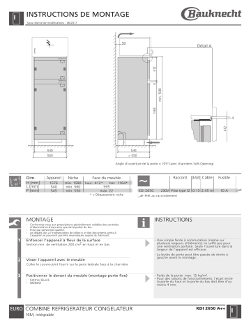 Whirlpool KDI 2650 A++ LH Guide d'installation | Fixfr