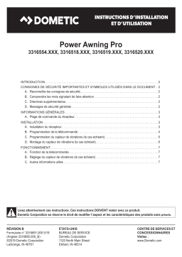 Dometic Power Awning Pro 3316554.xxx 3316518.xxx 3316519.xxx 3316520.xxx Power Awning Pro Manuel utilisateur