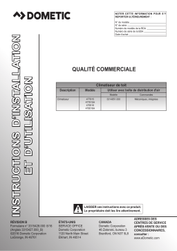 Dometic Roof Top Unit 477915, 477915A, 479516, 479516A Air Conditioner Manuel utilisateur