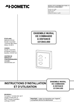 Dometic 3313943.000 Remote Wall Control Kit Manuel utilisateur