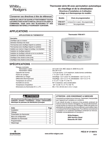 White Rodgers 1F80-0471 Manuel utilisateur | Fixfr