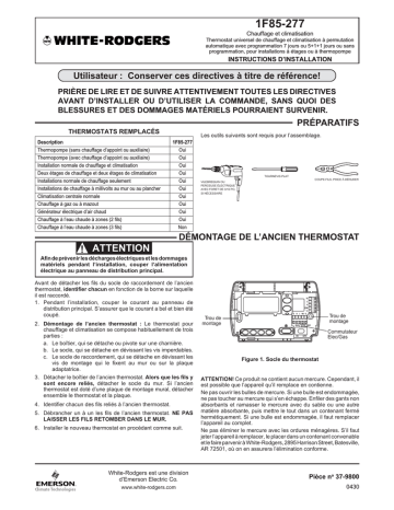 White Rodgers 1F85-277 Manuel utilisateur | Fixfr