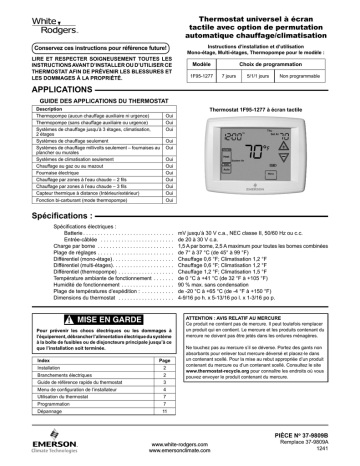 White Rodgers 1F95-1277 Manuel utilisateur | Fixfr