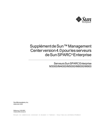 Supplément de Sun Management Center version 4.0 pour les | Fixfr