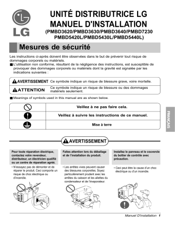 PMBD5430L.ENCXLEU | PMBD3620.ENCXLEU | PMBD3640.ENCXLEU | PMBD5440L.ENCXLEU | PMBD5420L.ENCXLEU | LG PMBD3630.ENCXLEU Guide d'installation | Fixfr