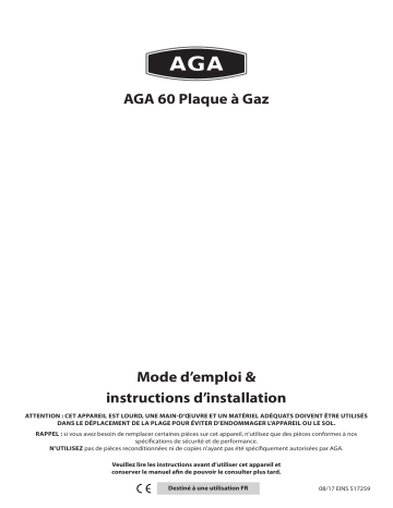 AGA eR3 60  / 60 Gas User and Guide d'installation | Fixfr