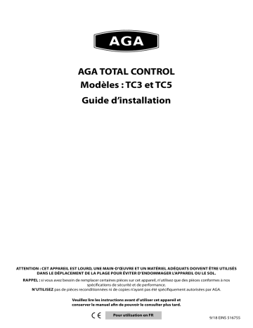 AGA TC3 &TC5 Total Control External Vent Guide d'installation | Fixfr