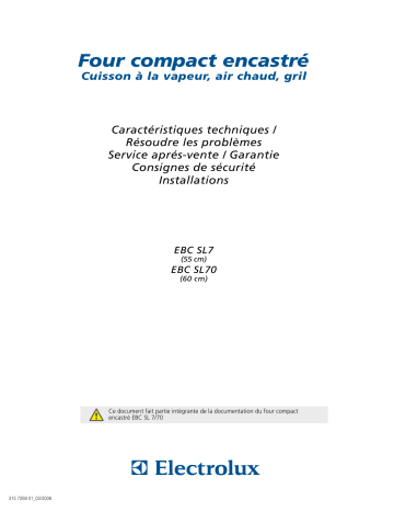 EBCSL7CN | EBCSL7WE | EBCSL7SP | EBCSL70CN | EBCSL70SP | Guide d'installation | Electrolux EBCSL70WE Manuel utilisateur | Fixfr