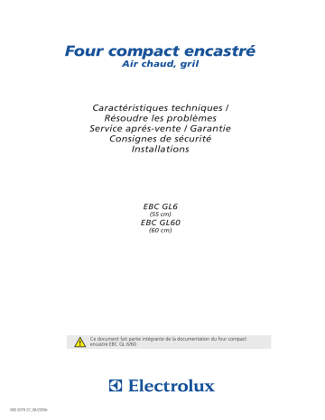 EBCGL6SP | EBCGL60SP | EBCGL6CN | EBCGL6WE | EBCGL60WE | Guide d'installation | Aeg-Electrolux EBCGL60CN Manuel utilisateur | Fixfr