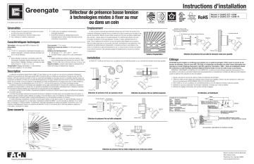 Guide d'installation | Cooper Lighting Wall/Corner Dual Tech Sensor Manuel utilisateur | Fixfr