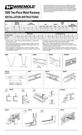 Guide d'installation | Legrand 3000 Series Medium Steel Prewired Raceway Manuel utilisateur | Fixfr