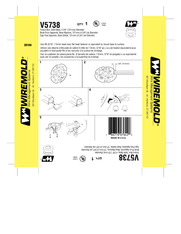 Guide d'installation | Legrand 500 & 700 Series Small Raceway Fixture Box - V5738 Manuel utilisateur | Fixfr