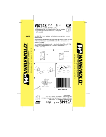 Guide d'installation | Legrand 500 & 700 Series Small Raceway Deep Switch & Receptacle Box - V5744S Manuel utilisateur | Fixfr