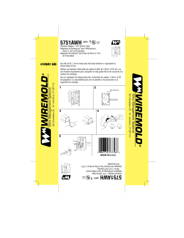 Guide d'installation | Legrand 500 & 700 Series Small Raceway Extension Adapter - 5751AWH Manuel utilisateur | Fixfr