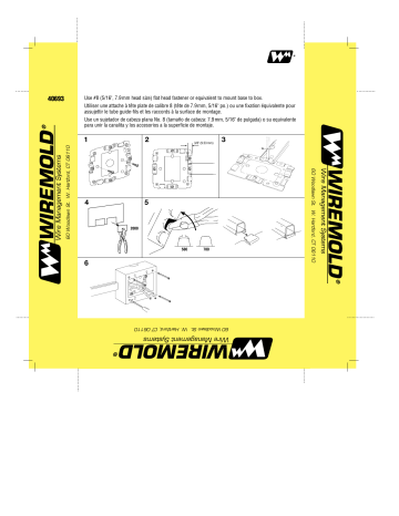 Guide d'installation | Legrand 500 & 700 Series Small Raceway Connecting 2-Gang Device Box Base Plate to Raceway Manuel utilisateur | Fixfr