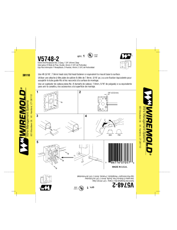 Guide d'installation | Legrand 500 & 700 Series Small Raceway 2-Gang Switch & Receptacle Box - V5748-2 Manuel utilisateur | Fixfr