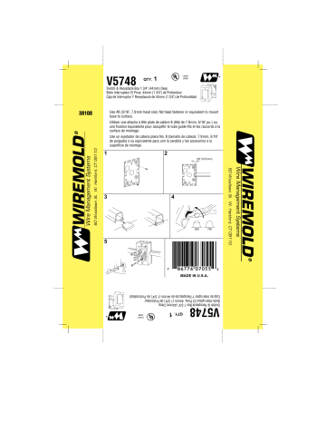 Guide d'installation | Legrand 500 & 700 Series Small Raceway Device Box - V5748 Manuel utilisateur | Fixfr