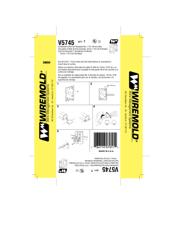 Guide d'installation | Legrand 500 & 700 Small Raceway Combination Switch & Receptacle Box - V5745 Manuel utilisateur | Fixfr