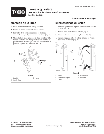 Guide d'installation | Toro Chuted Blade, Vibratory Plows for Compact Utility Loaders Compact Utility Loaders, Attachment Manuel utilisateur | Fixfr