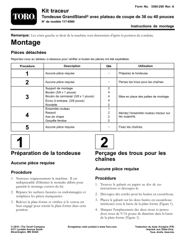 Guide d'installation | Toro Striping Kit, GrandStand Mower Attachment Manuel utilisateur | Fixfr