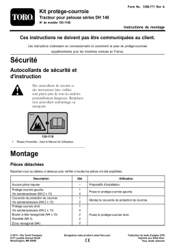 Toro Belt Guard Kit, DH 140 Series Lawn Tractor Riding Product Manuel utilisateur