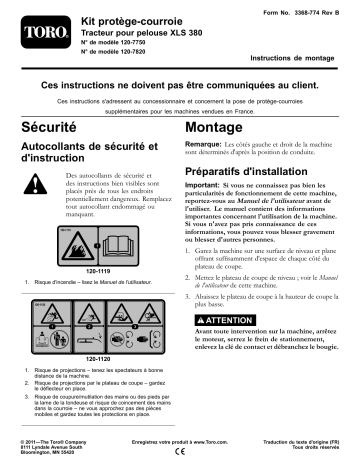 Guide d'installation | Toro Belt Guard Kit, XLS 380 Lawn Tractor Riding Product Manuel utilisateur | Fixfr