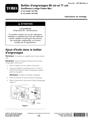 Guide d'installation | Toro 26in Gear Case, Power Max Snowthrower Manuel utilisateur | Fixfr