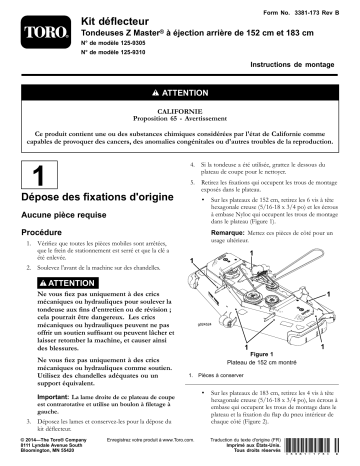 Guide d'installation | Toro Baffle Kit, 60in Rear Discharge Z Master Mowers Riding Product Manuel utilisateur | Fixfr