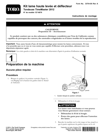 Guide d'installation | Toro High-Lift Blade and Baffle Kit, 2012 TimeMaster Lawn Mower Walk Behind Mower Manuel utilisateur | Fixfr