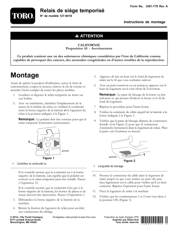 Guide d'installation | Toro Timed Seat Relay Utility Equipment Manuel utilisateur | Fixfr