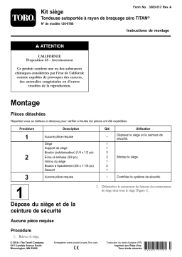 Toro Seat Kit, TITAN Zero-Turn-Radius Riding Mower Attachment Manuel utilisateur
