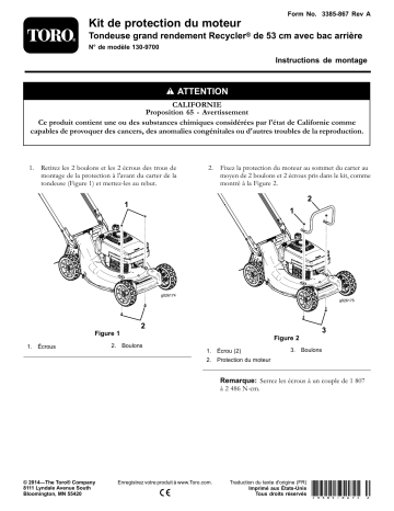 Guide d'installation | Toro Engine Guard Kit, 21in or 53cm Heavy-Duty Recycler/Rear Bagger Lawn Mower Walk Behind Mower Manuel utilisateur | Fixfr