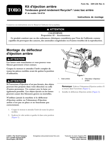 Guide d'installation | Toro Rear Discharge Kit, Heavy-Duty Recycler/Rear Bagger Lawn Mowers Walk Behind Mower Manuel utilisateur | Fixfr